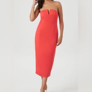 *NEW*Coral Notched Tube Midi Dress size small